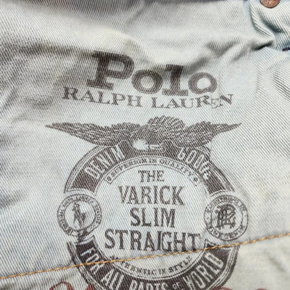 NWT Men's Ralph Lauren Polo Varick Slim Straight Rope Dyed Splattered Paint Jean - Picture 10 of 10